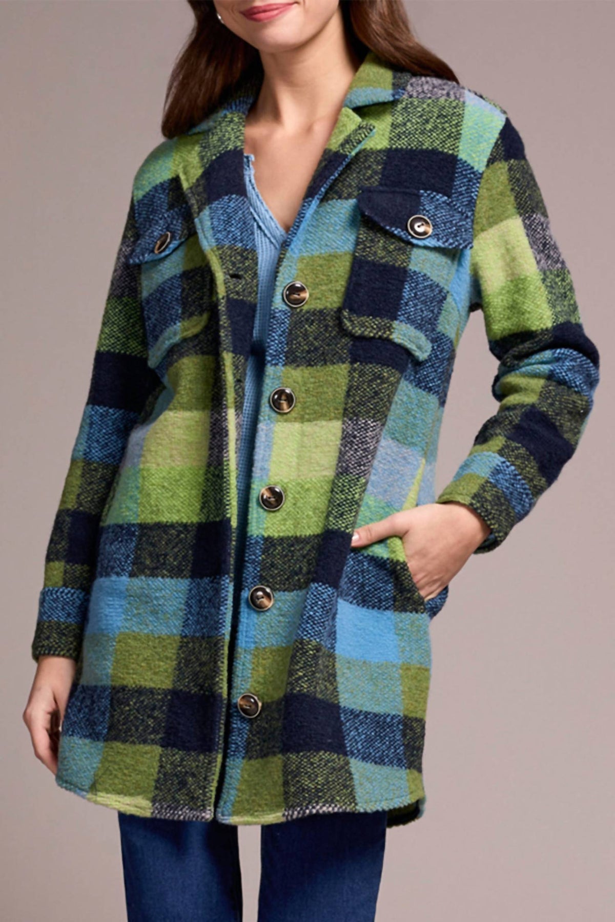 Tribal - Nightfall Plaid Notch Collar Jacket
