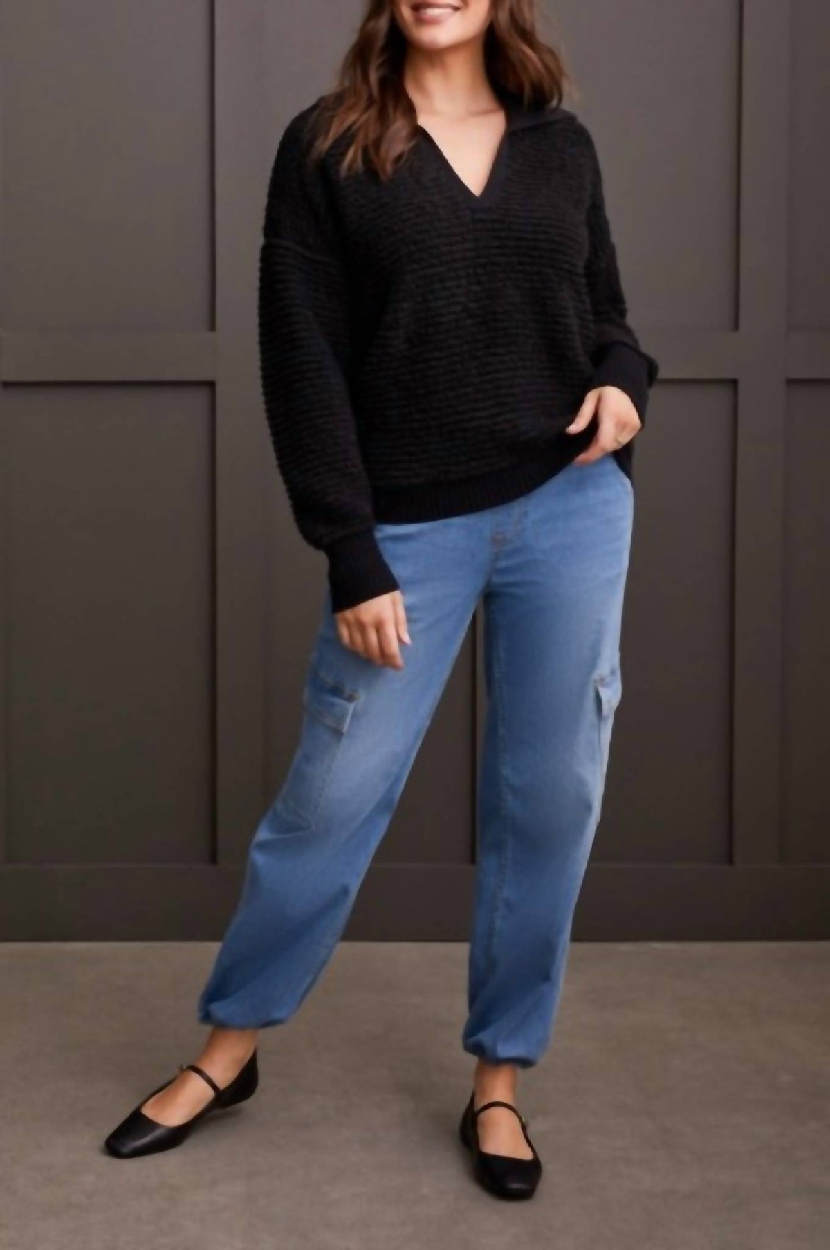 Tribal - Oversized Drop Shoulder Polo Sweater