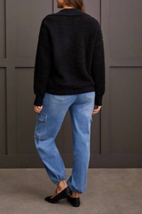 Tribal - Oversized Drop Shoulder Polo Sweater