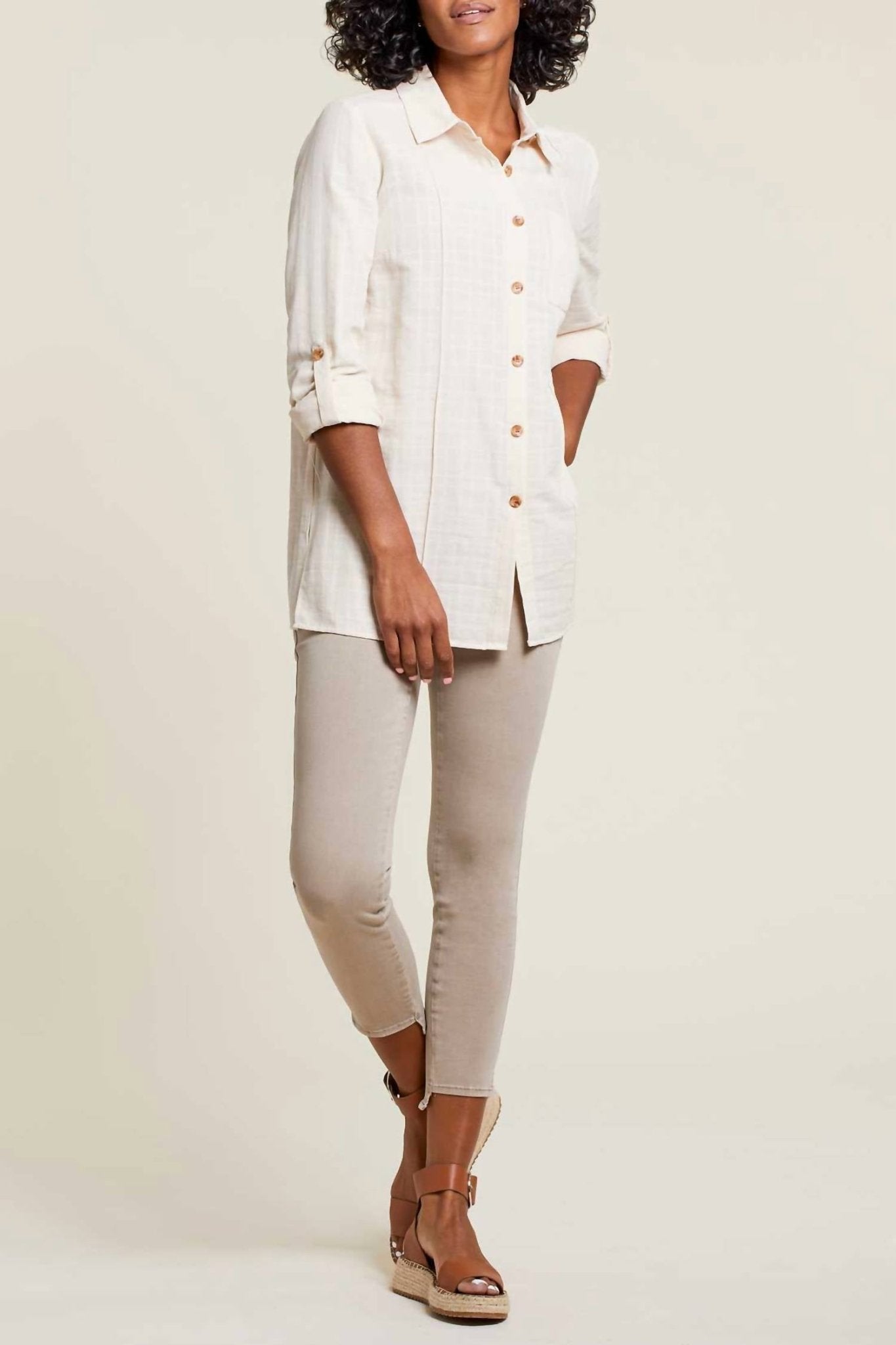 Tribal - Pintuck Collard Tunic - blouses - clothing - cotton