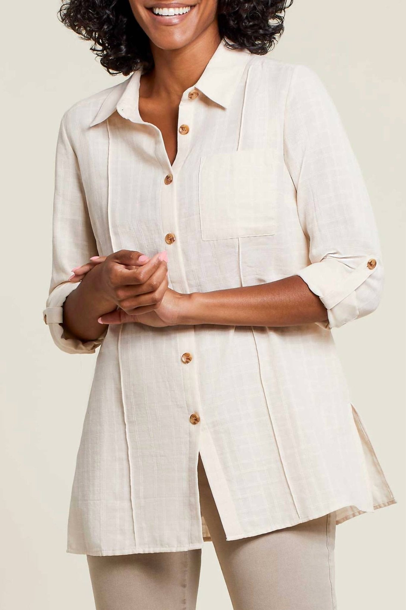 Tribal - Pintuck Collard Tunic - blouses - clothing - cotton