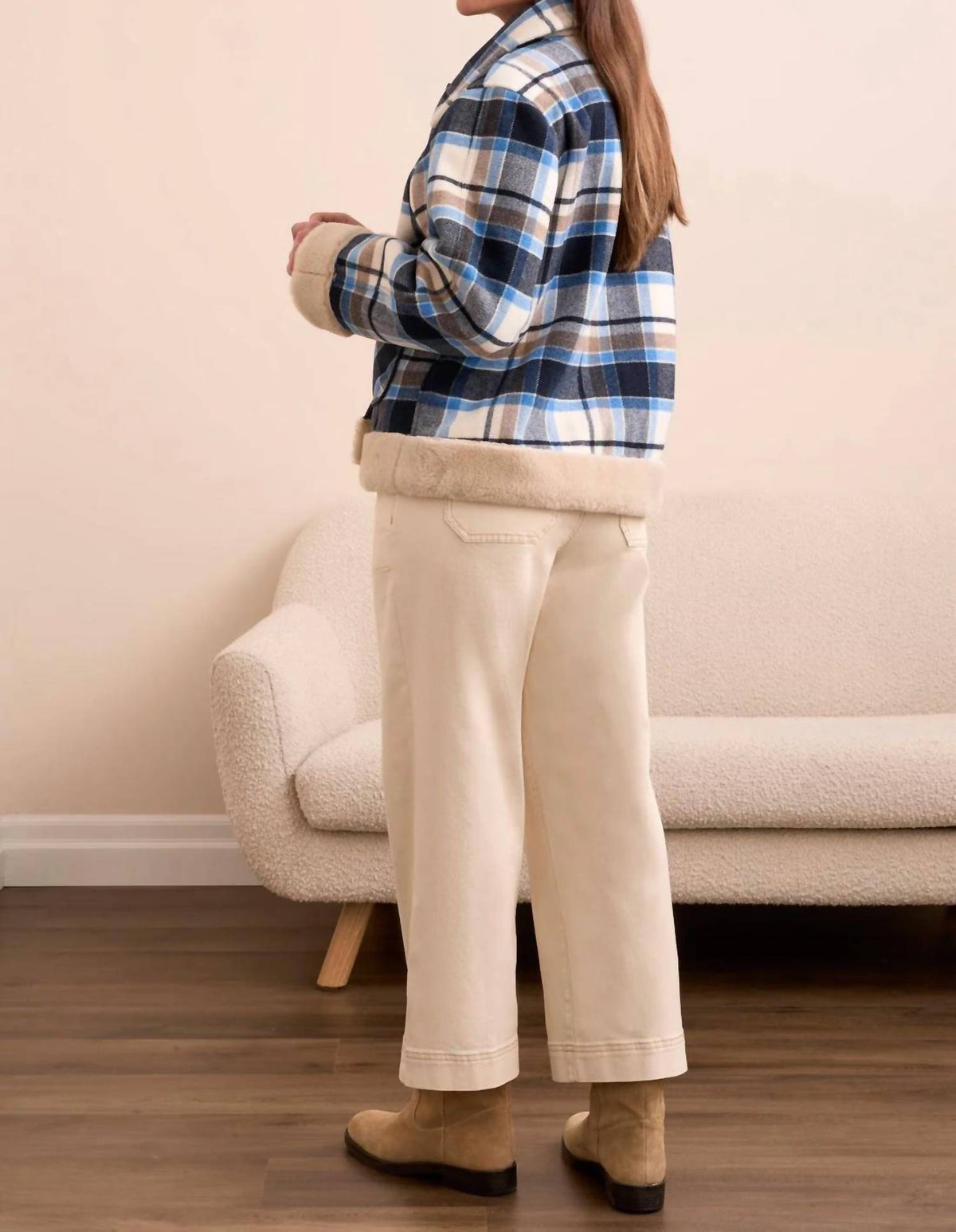 Tribal - Plaid Jacket With Sherpa Trim And Lining