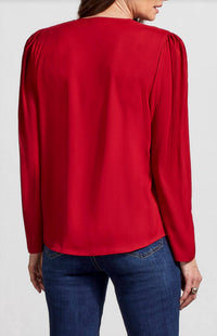 Tribal - Pleated Satin Wrap Blouse - blouses - clothing - polyester