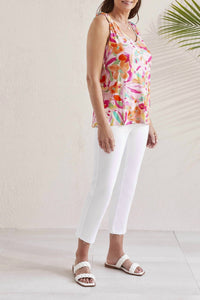 Tribal - Print Shoulder Tie Top - clothing - patterned - pink