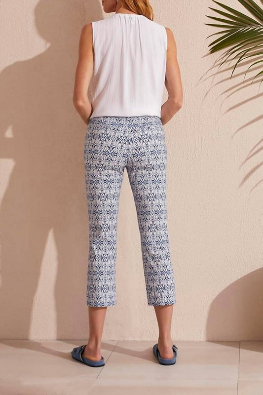 Tribal - Printed Capri - blue - capris - clothing