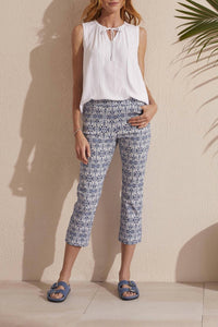 Tribal - Printed Capri - blue - capris - clothing