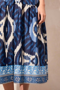 Tribal - Printed Shoulder Ties Dress - blue - clothing - dresses