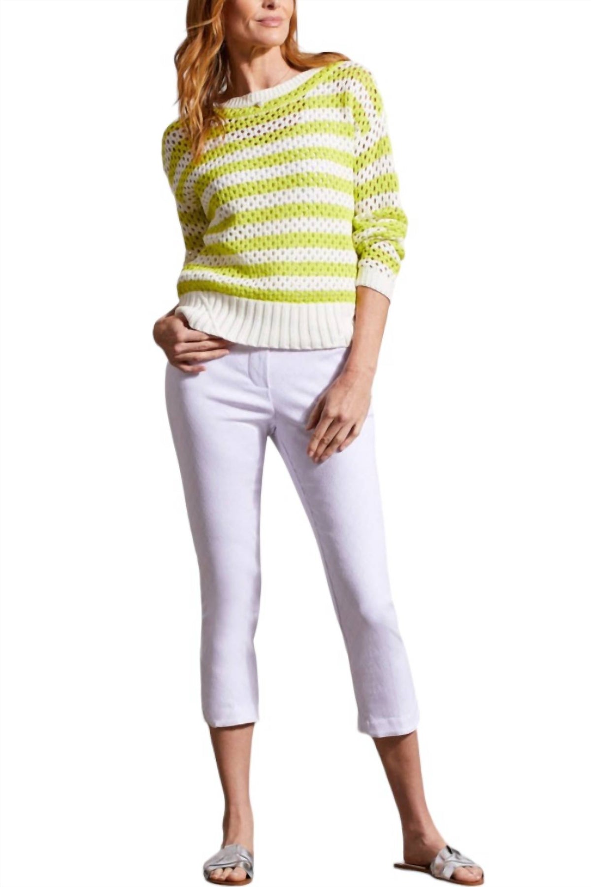Tribal - Pull on Capri with rounded slits Pants