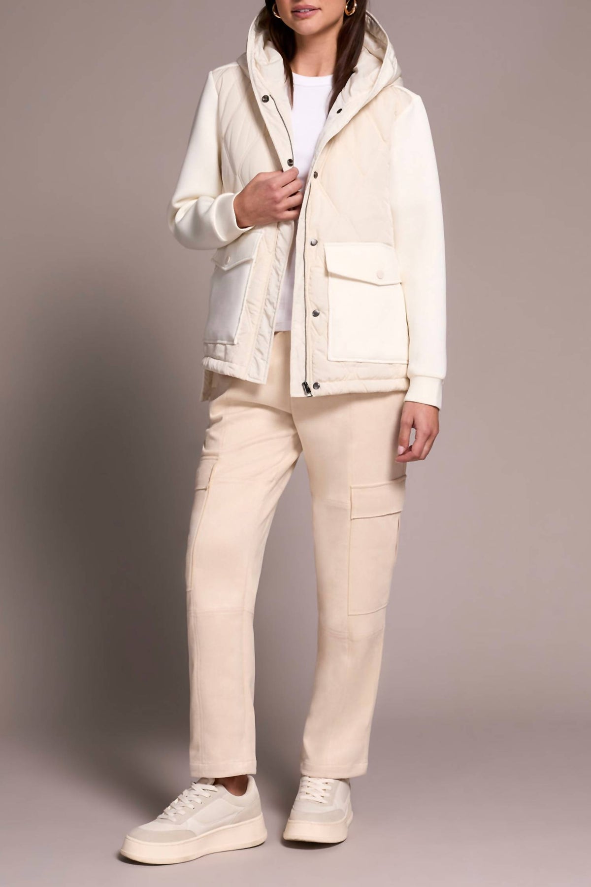 Tribal - Quilted-Front Combo Puffer Jacket