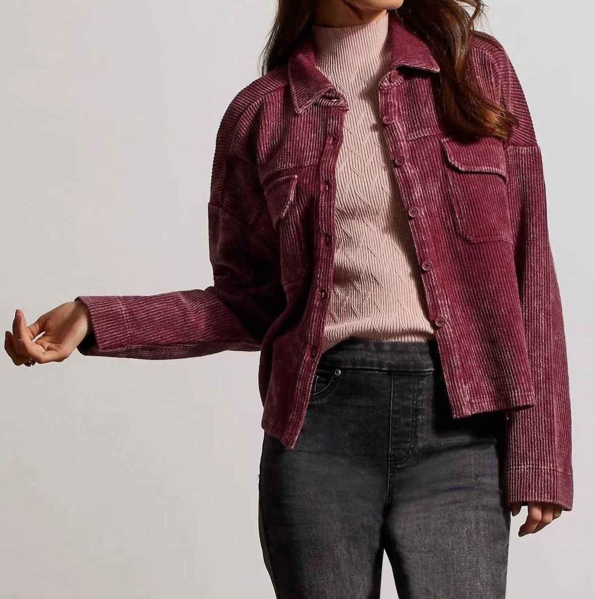 Tribal - RELAXED FIT CROP SHACKET - Plus