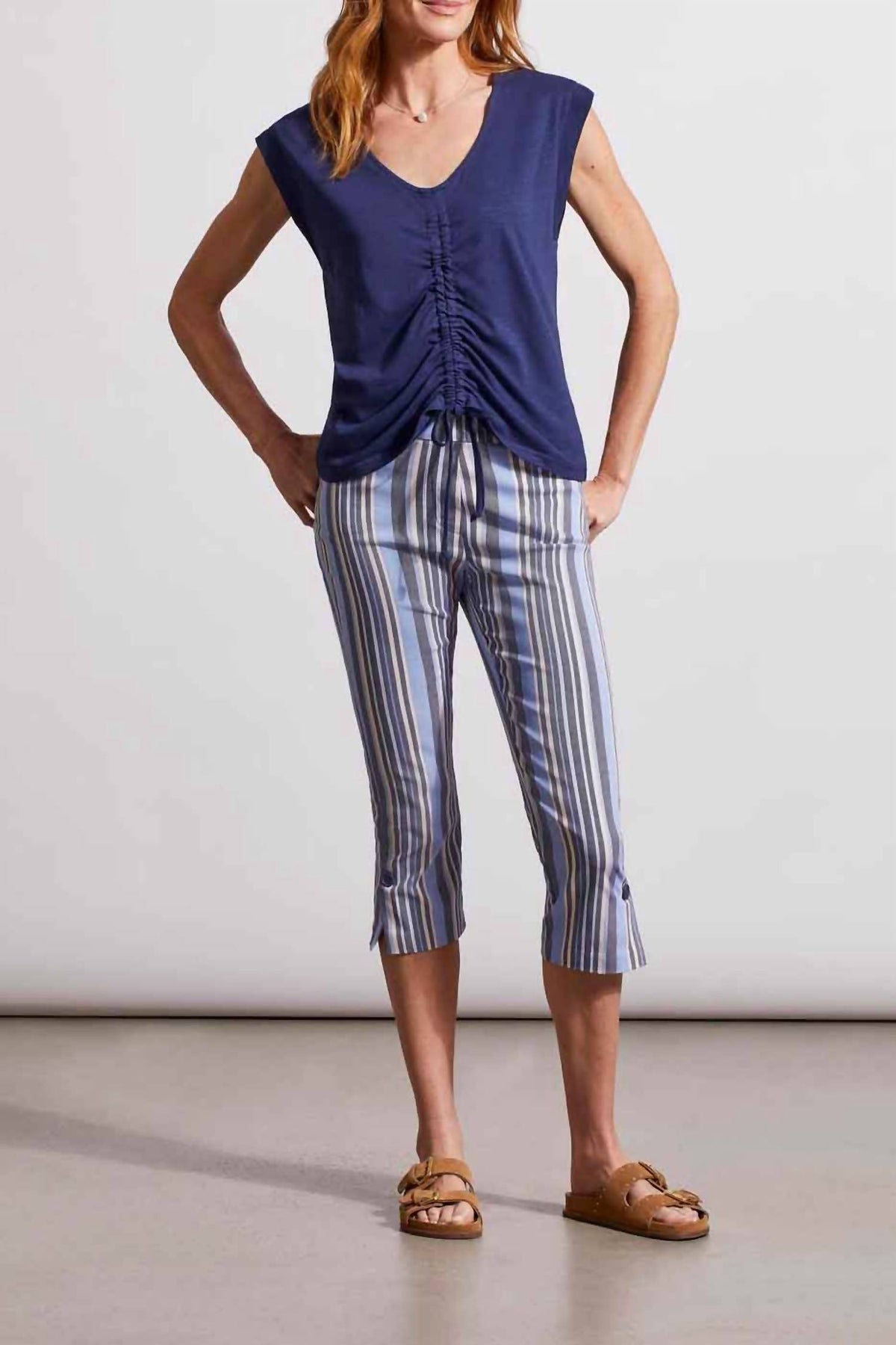 Tribal - Ruched V Neck Top