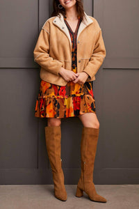 Tribal - Snap Up Reversible Coat - brown - casual - jacket - clothing