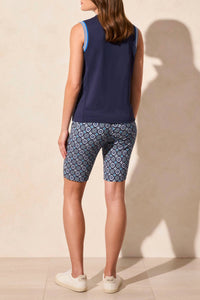 Tribal - Soft Piqué Sleeveless Mock Neck Top