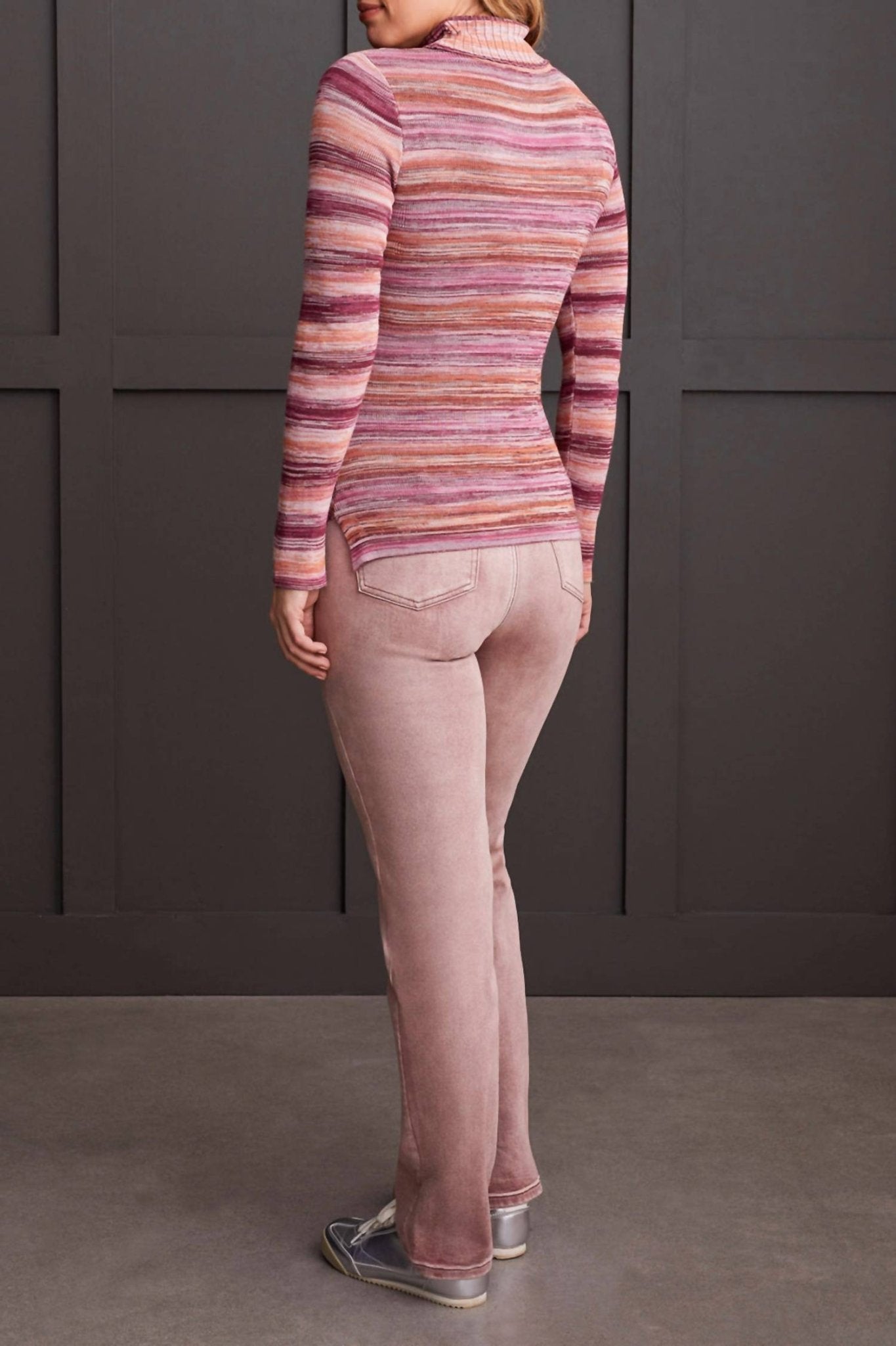 Tribal - Space Dye Fine Knit Turtleneck Sweater - clothing - cowl - purple