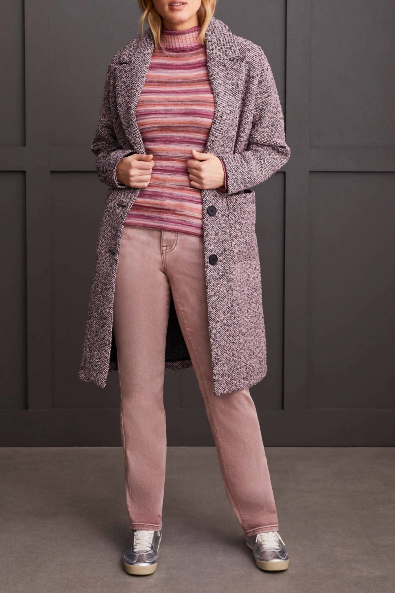 Tribal - Space Dye Fine Knit Turtleneck Sweater - clothing - cowl - purple