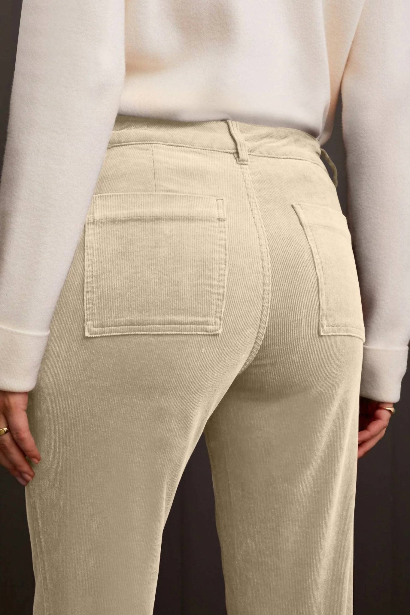Tribal - Stretch Corduroy Straight Leg Pants - beige - clothing - corduroy