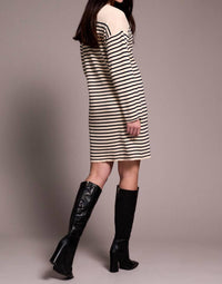Tribal - Stripe V Neck Long Sleeve Dress