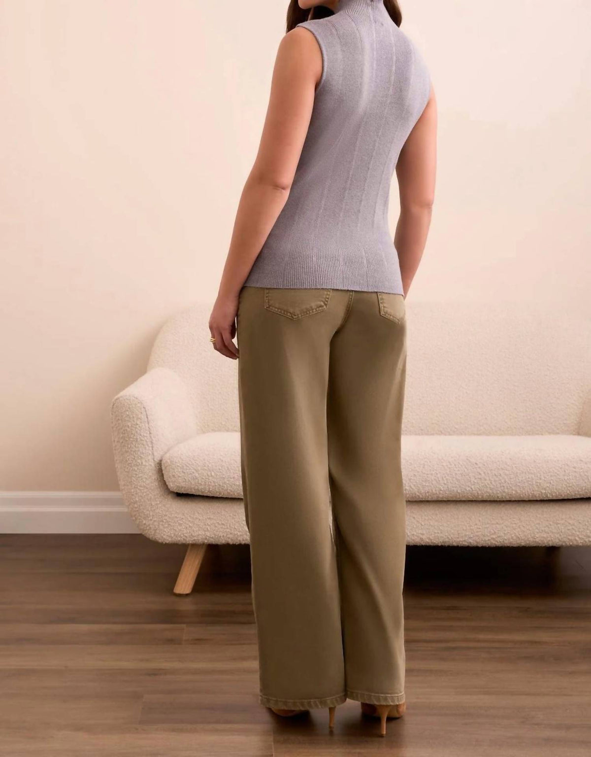 Tribal - Textured Sleeveless Mock Neck Top