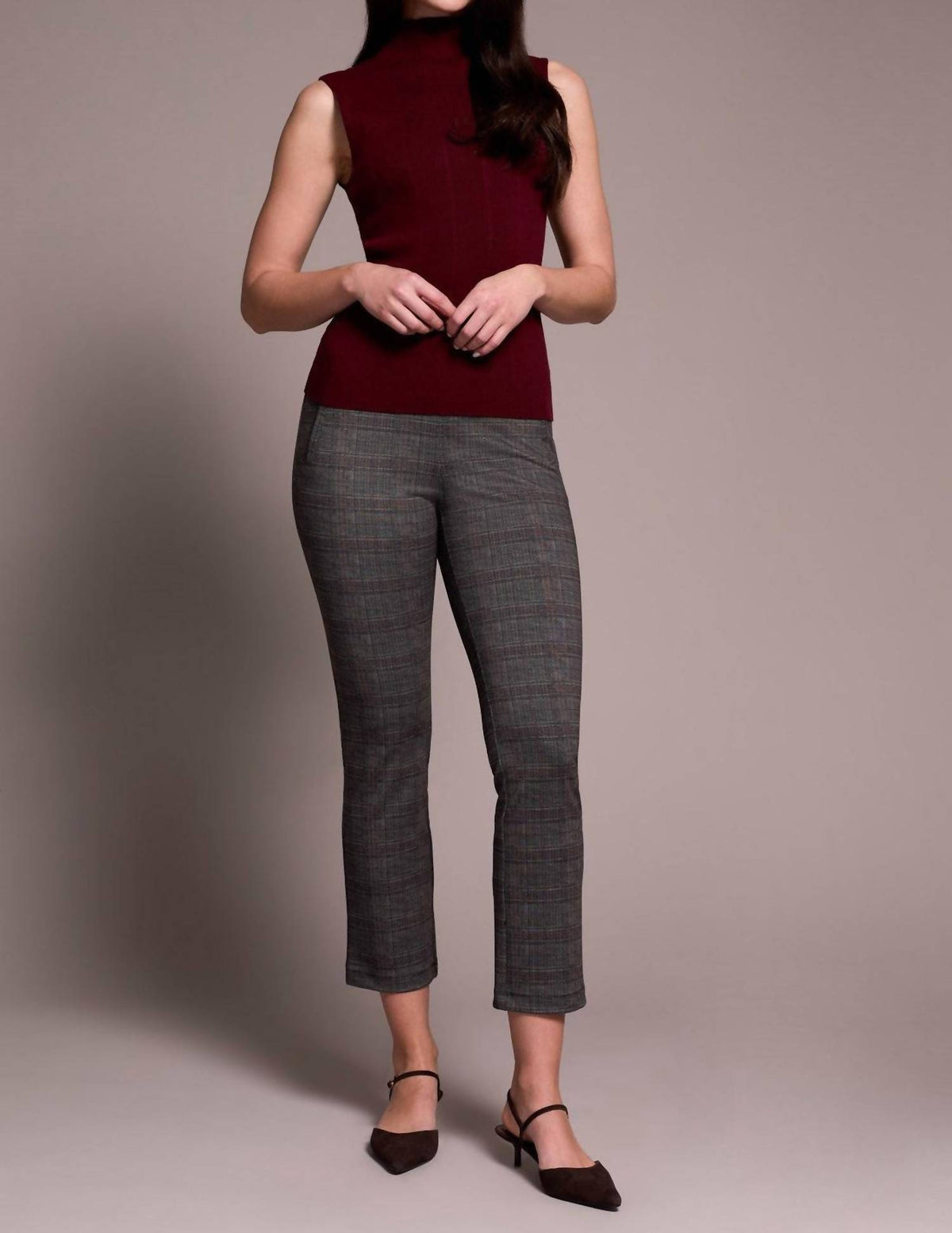 Tribal - Textured Sleeveless Mock Neck Top