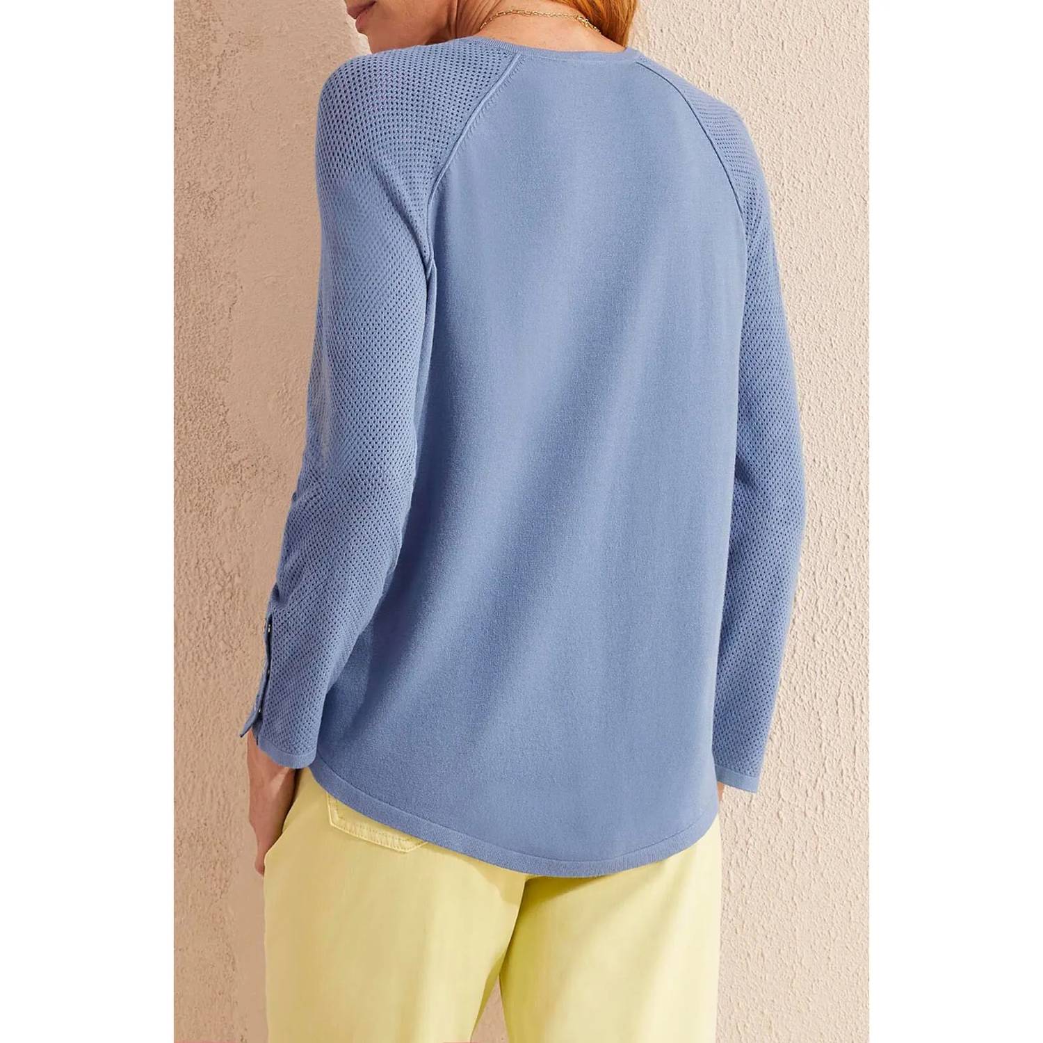 Tribal - V - neck Raglan Sweater - blouses - blue - clothing