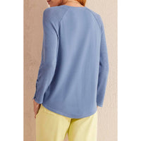 Tribal - V - neck Raglan Sweater - blouses - blue - clothing