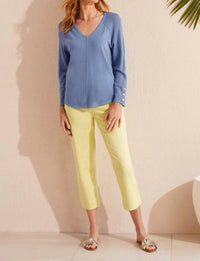 Tribal - V - neck Raglan Sweater - blouses - blue - clothing