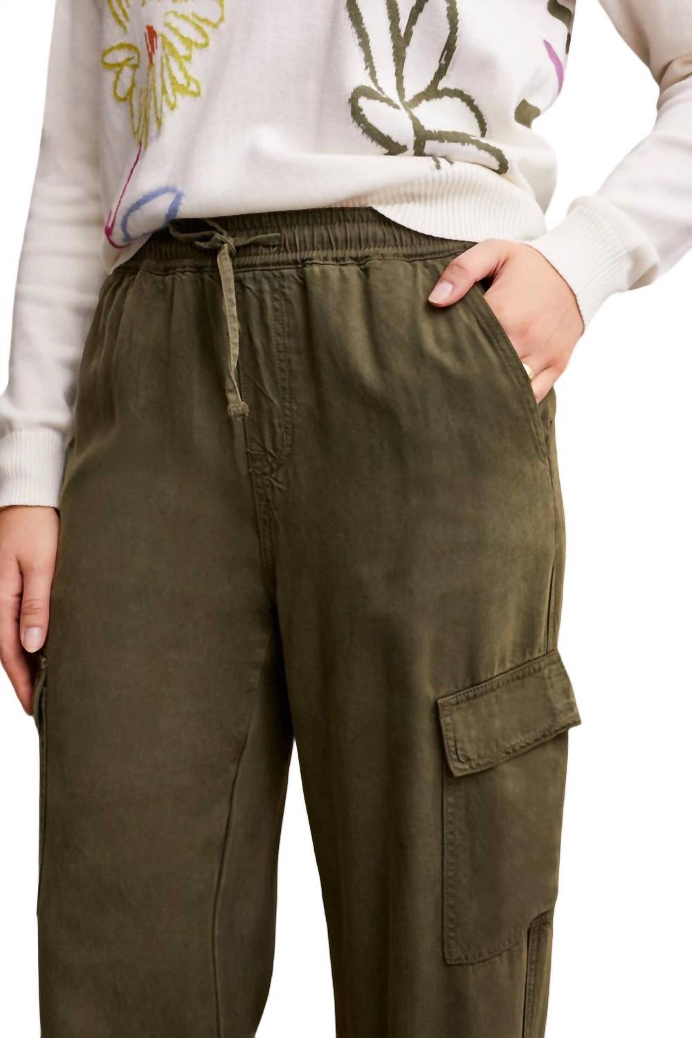 Tribal - Wide Leg Cargo Jogger Pants - clothing - green - joggers