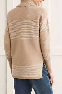 Tribal - Women's T - neck Sweater - beige - cardigans - clothing