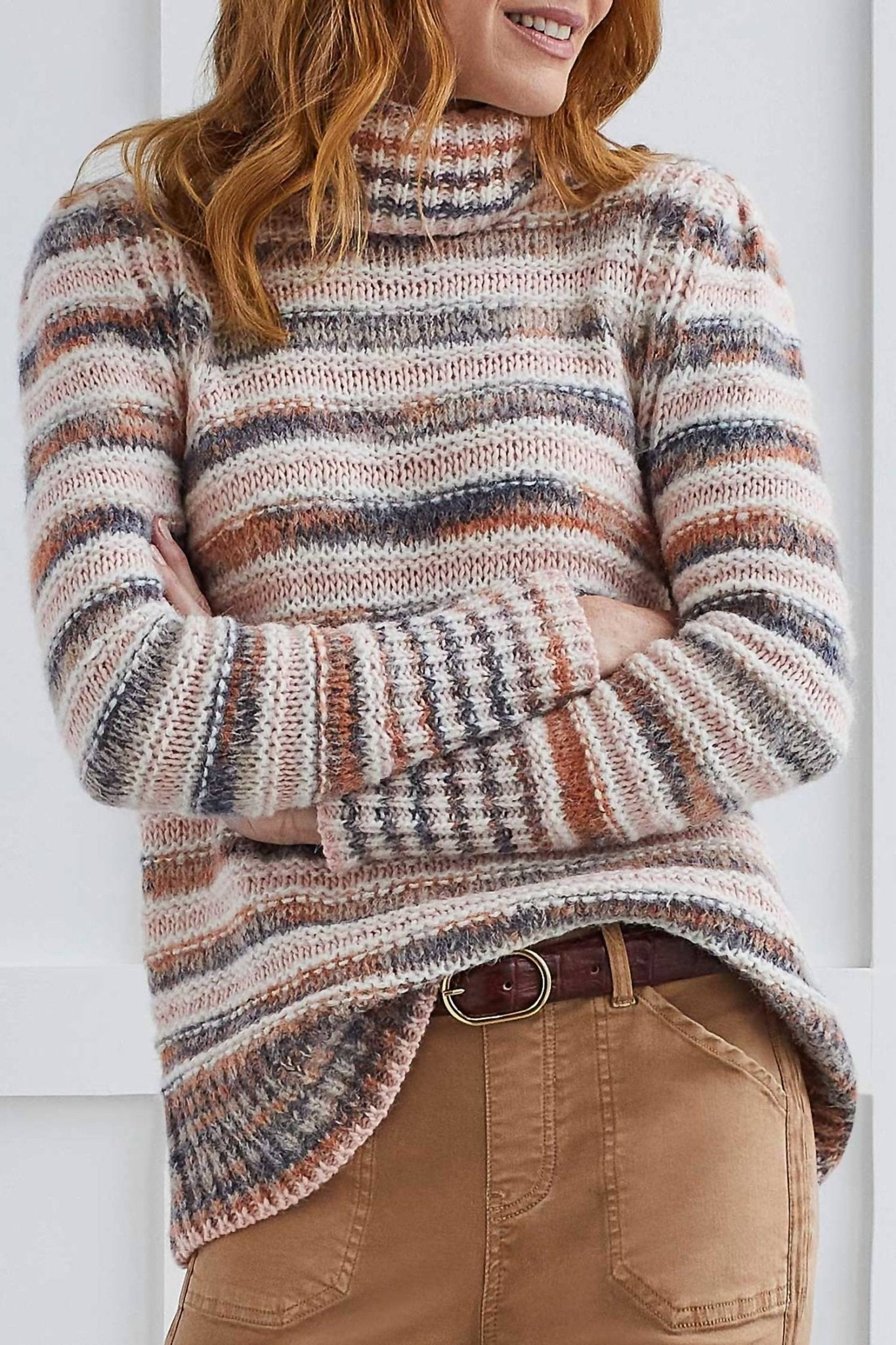 Tribal - Women's Turtleneck Sweater - acrylic - cardigans - clothing