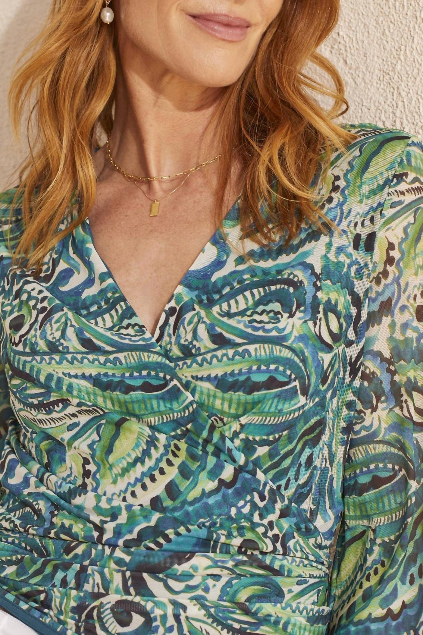 Tribal - Wrap Top W/ Bell Sleeves - blouses - clothing - floral