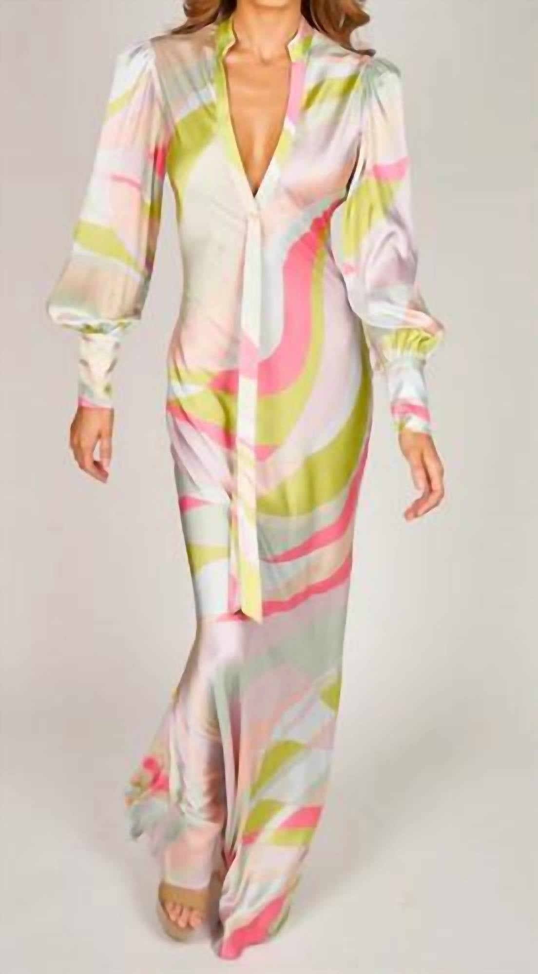 Trisha Paterson - Luna Color Wave Gown Dress - clothing - dresses - green