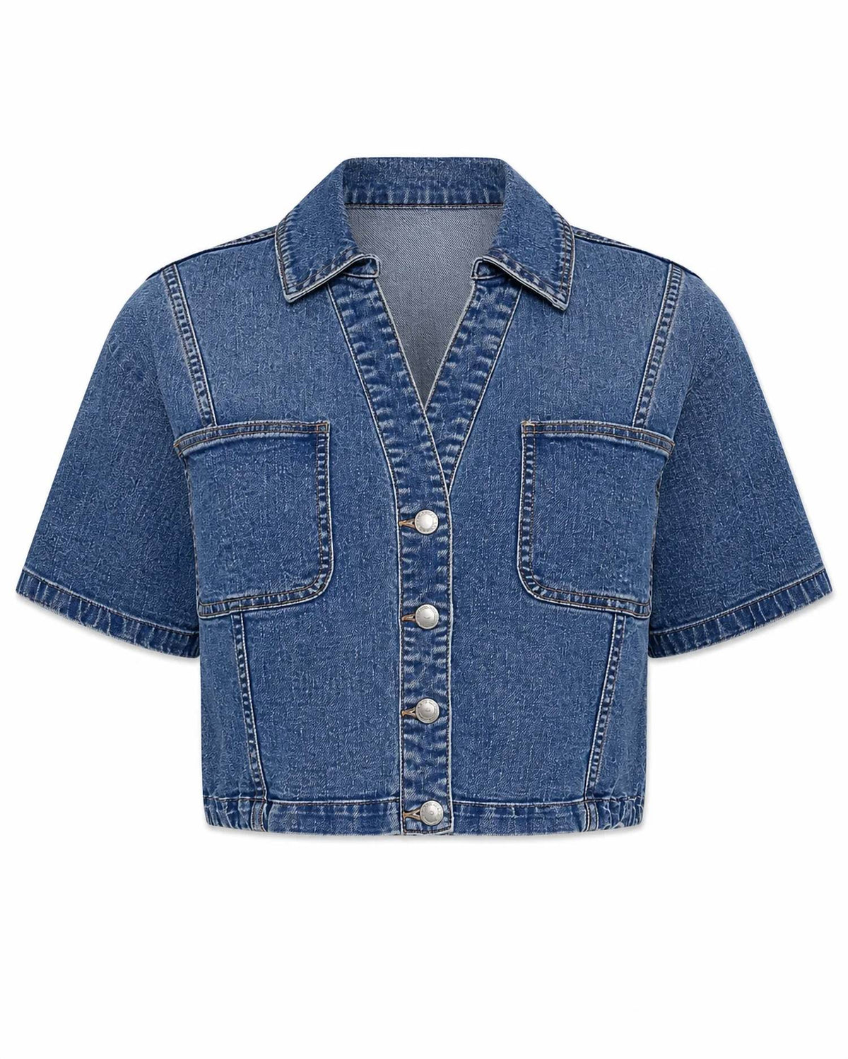 Tru Luxe - Button Front Short Sleeve Top