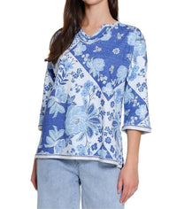 Tru Luxe - Floral Print Notch Neck Top