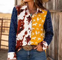 Tru Luxe - Mixed Print Button Up Top