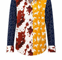 Tru Luxe - Mixed Print Button Up Top
