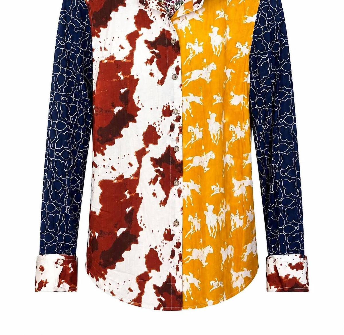 Tru Luxe - Mixed Print Button Up Top