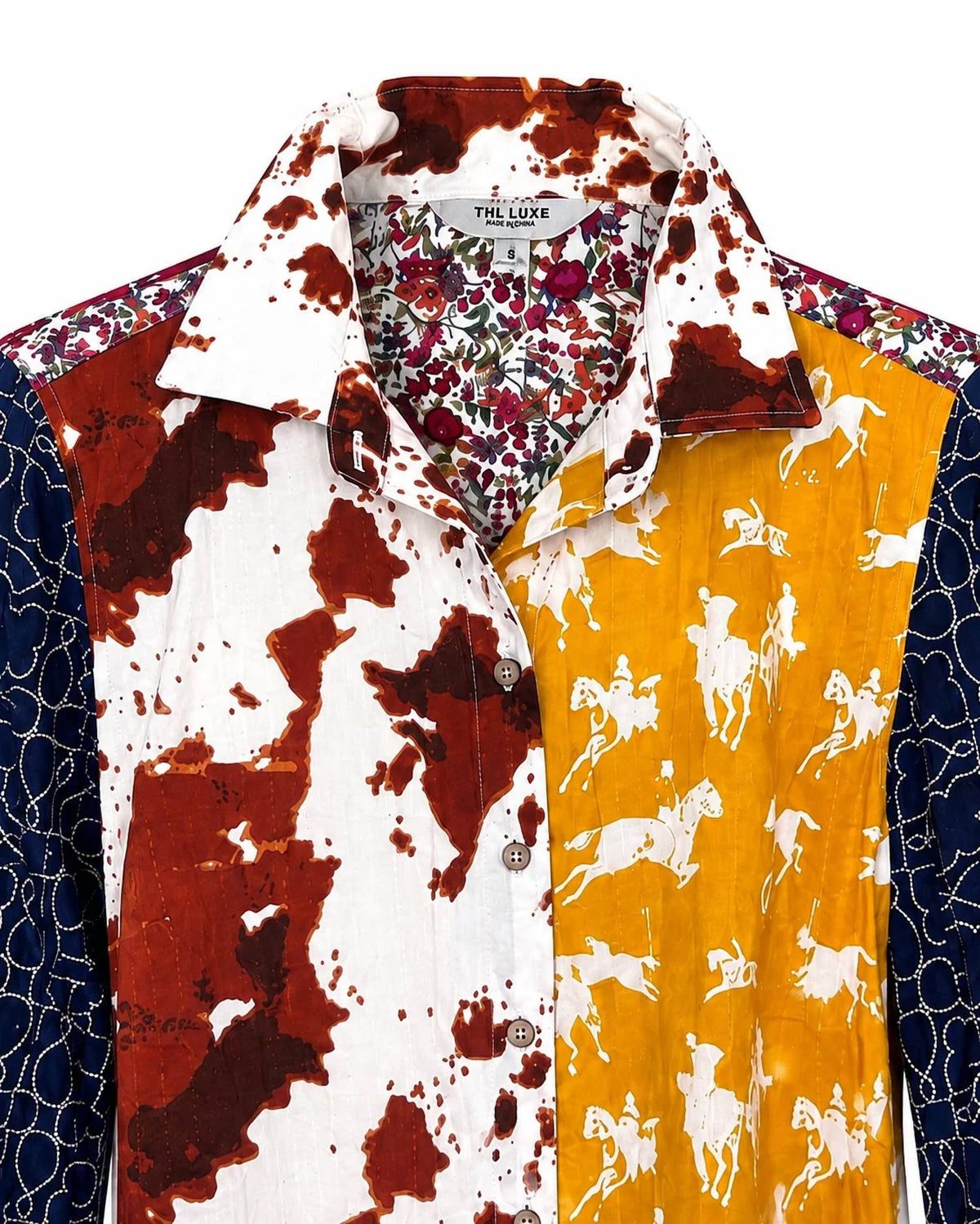Tru Luxe - Mixed Print Button Up Top
