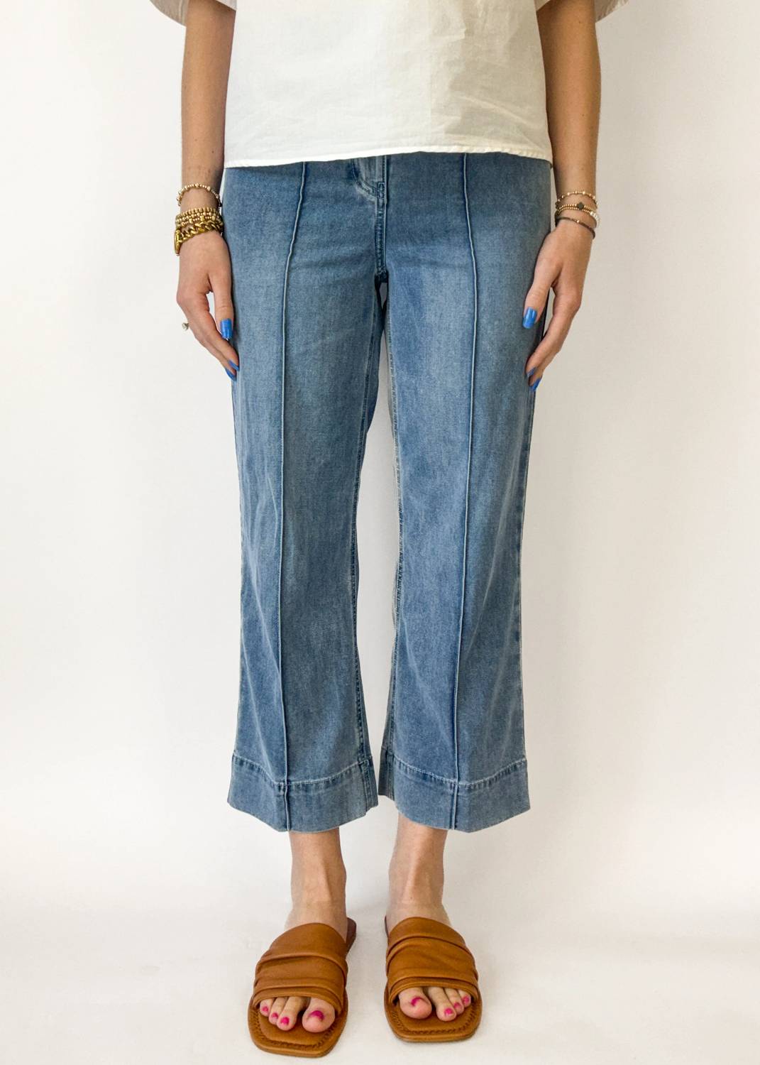 Tru Luxe - Nova Front Stitch Wide Leg Jeans