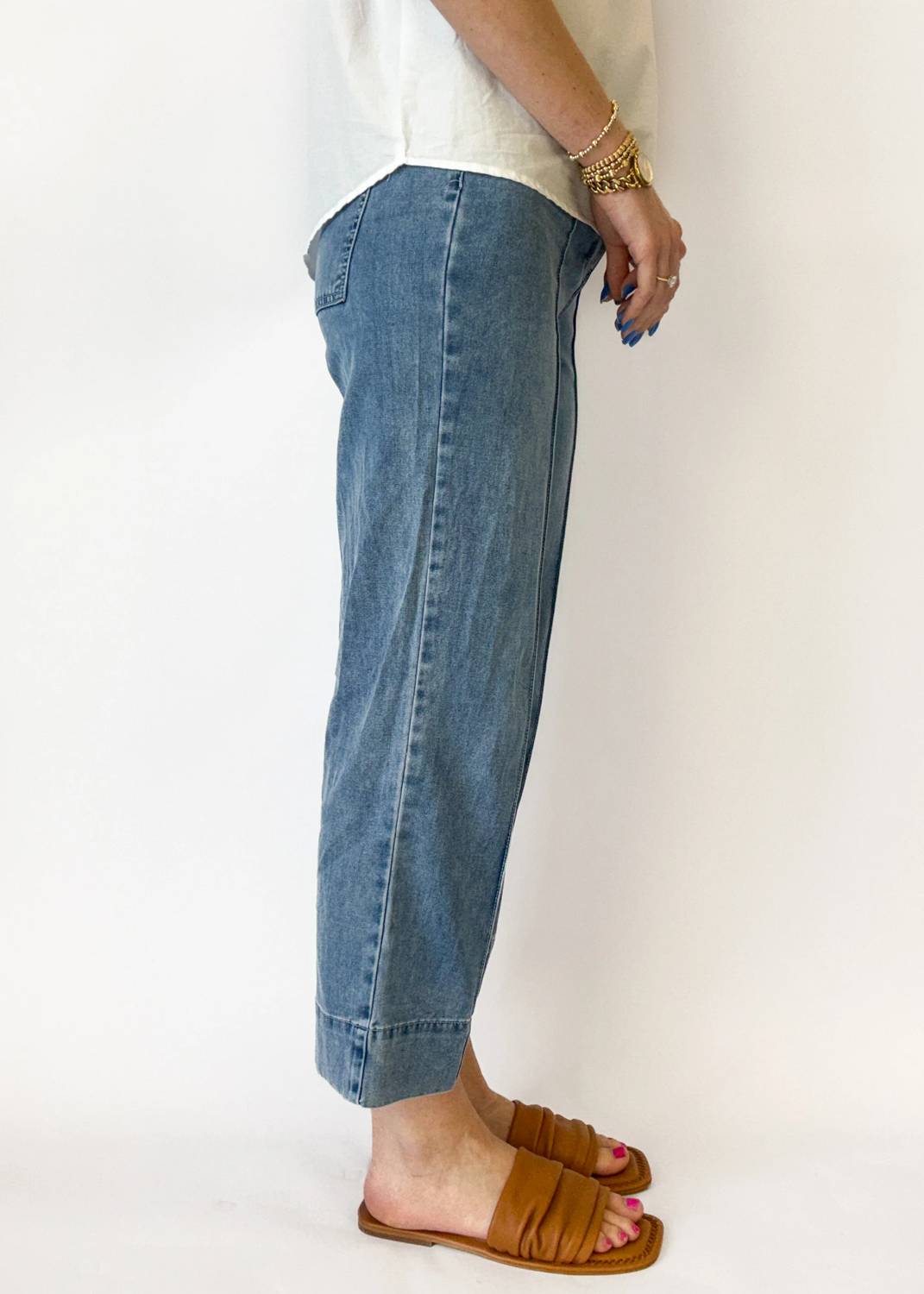Tru Luxe - Nova Front Stitch Wide Leg Jeans