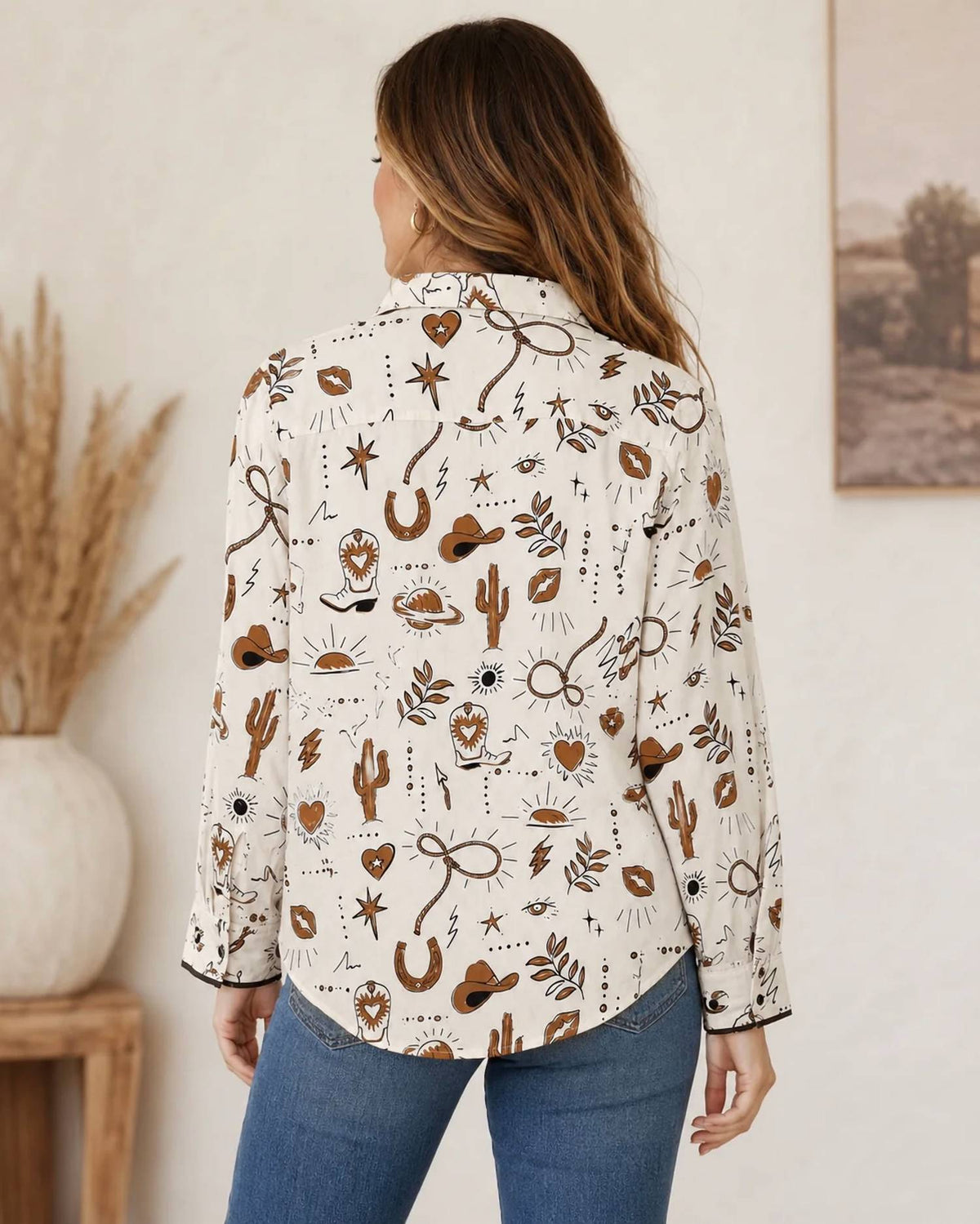 Tru Luxe - Print Button Up Shirt Jacket