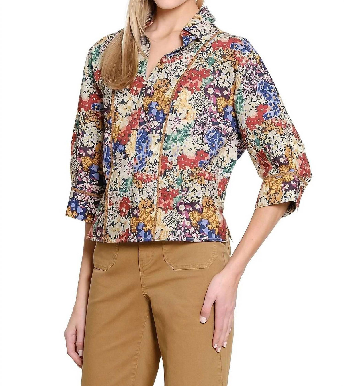 Tru Luxe - Split Neck Collared Popover