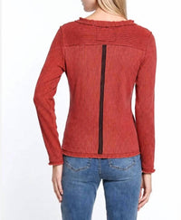 Tru Luxe - Stripe Knit Button Up Top