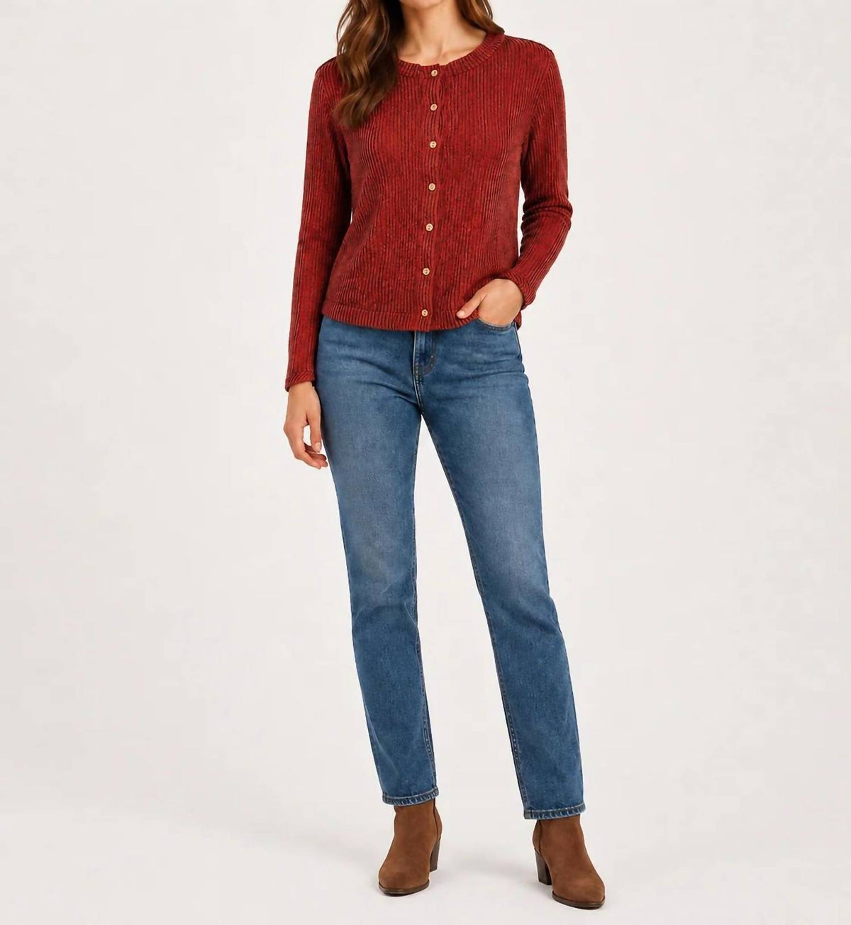 Tru Luxe - Stripe Knit Button Up Top