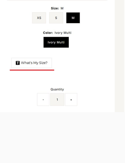 True Fit widget on product page