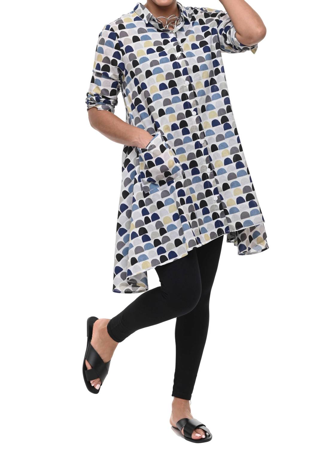 Tulip Clothing - Demi Button Down Tunic - blue - clothing - directbrandpartner