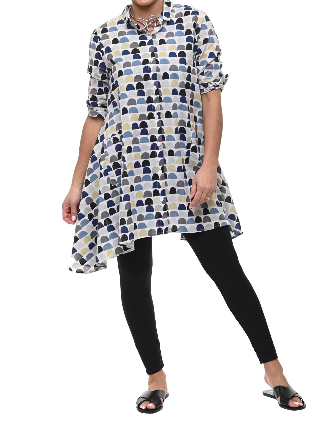 Tulip Clothing - Demi Button Down Tunic - blue - clothing - directbrandpartner