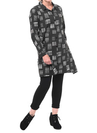 Tulip Clothing - Destin Button Down Tunic - black - clothing - cotton