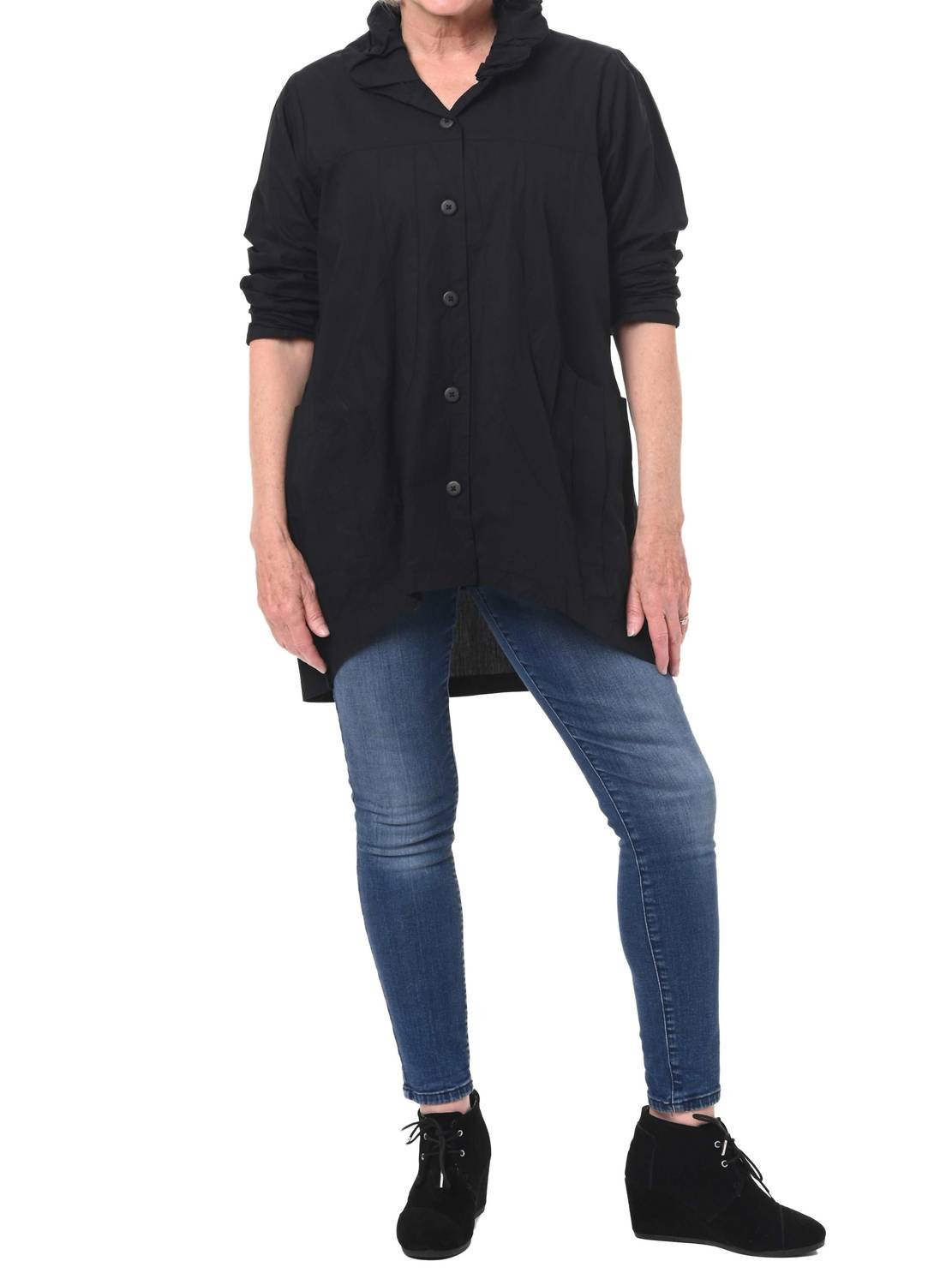 Tulip Clothing - Dorian Button Down Blouse - black - blouses - clothing