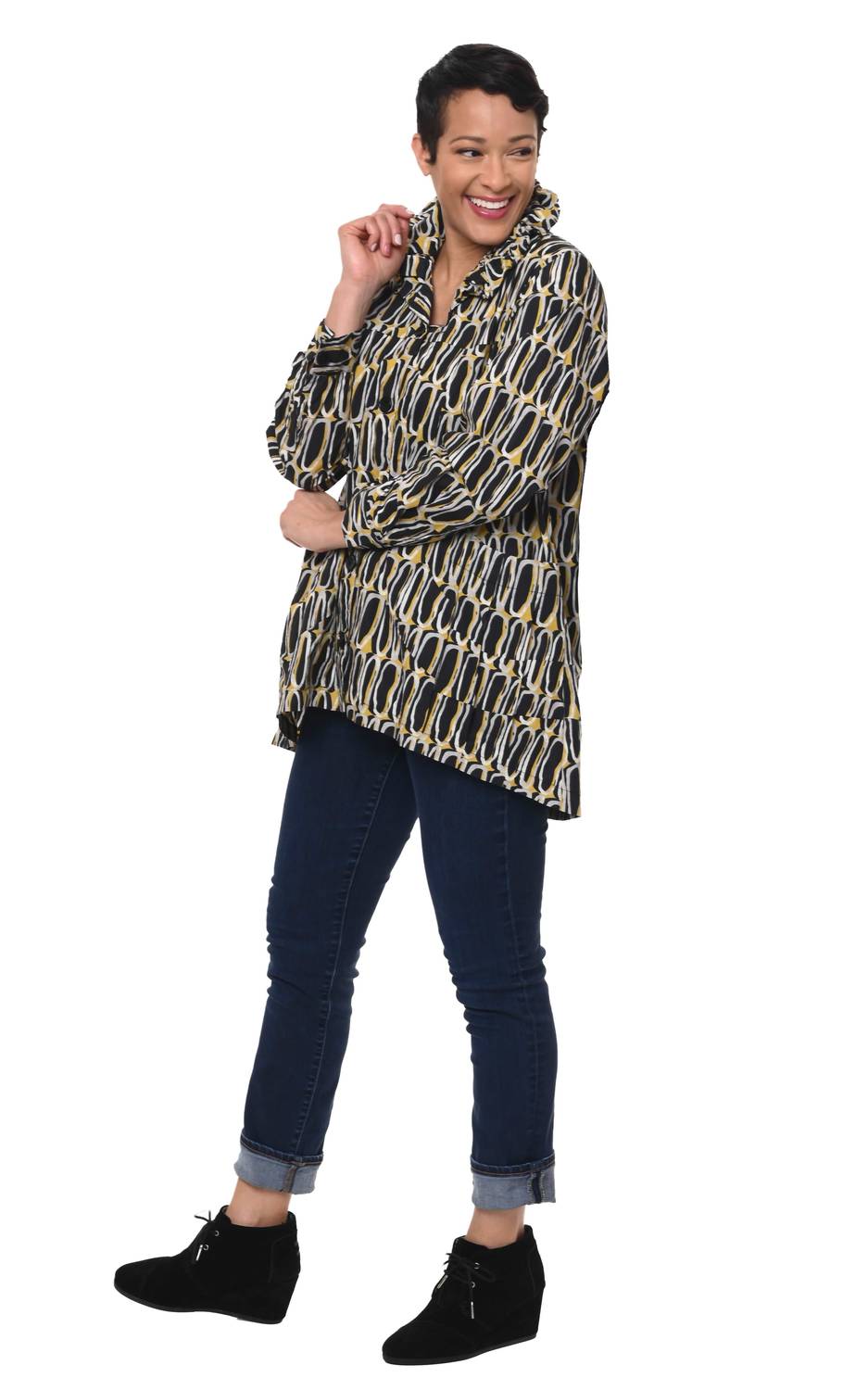 Tulip Clothing - Dorian Button Down Blouse - black - blouses - clothing