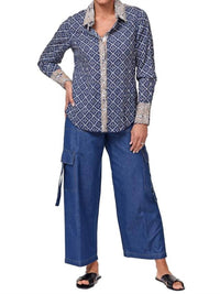 Tulip Clothing - Gretchen Button Down Blouse - blouses - blue - clothing